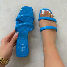 Simmi Annalise Blue Quilted Insole Flat Sandals SIZE4/37